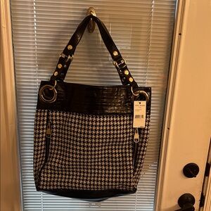 Steve Madden Black and White Houndstooth Shoulder Bag